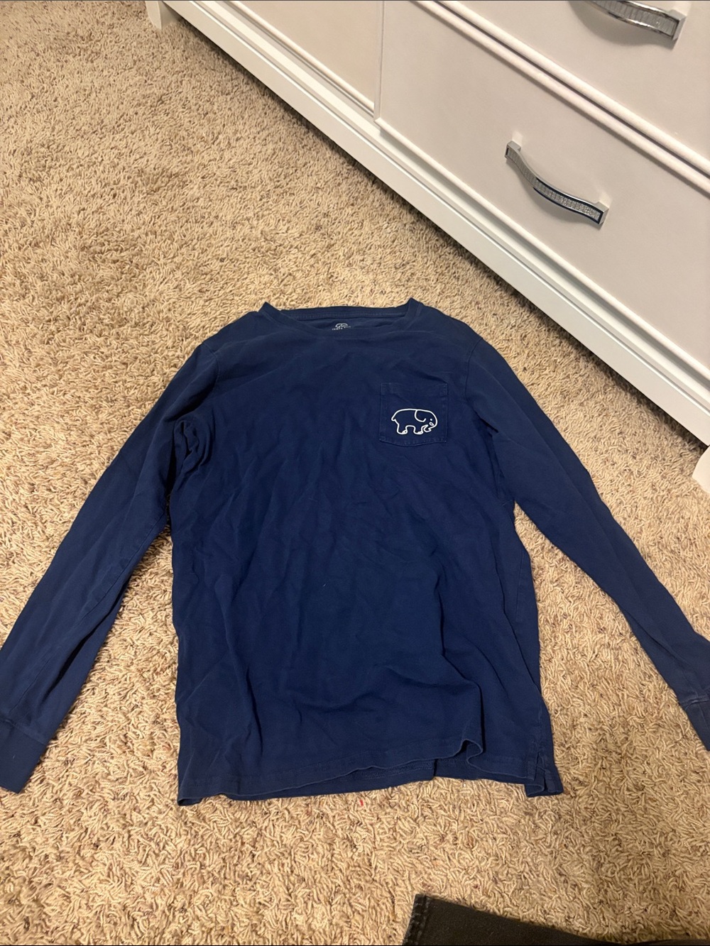 ivory ella Navy Long Sleeve Tee with White Logo